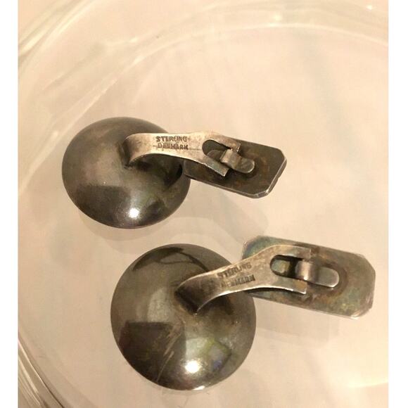 Vintage Denmark MCM Sterling Silver Bullseye Modernist Cufflinks - Picture 2 of 2